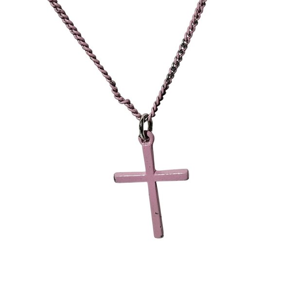 Stylish Pink Cross Pendant Necklace Religious Spiritual Fashion Jewelry Women - Picture 2 of 5
